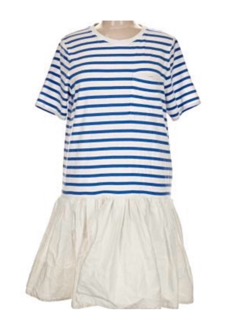 Tanya Taylor Blue & White Striped Drop Waist T-Shirt Dress Size M Like New